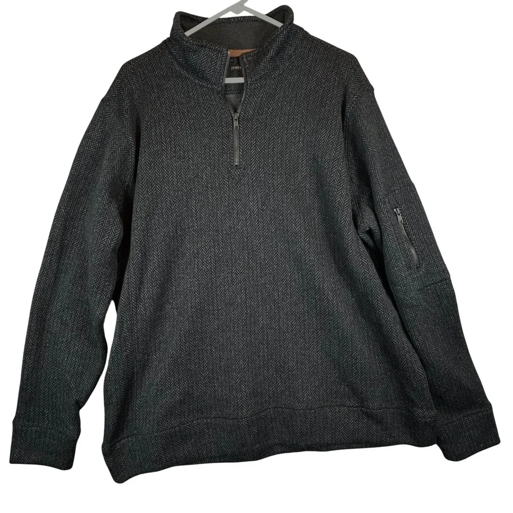 Jeremiah Mens XL Herringbone 1/4 Zip Pullover Sweatshirt‎ Gray Blue Long Sleeve